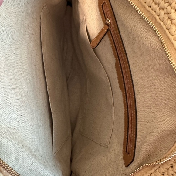 Kate Spade Straw Tote with Green Leaf Design - Picture 4 of 6